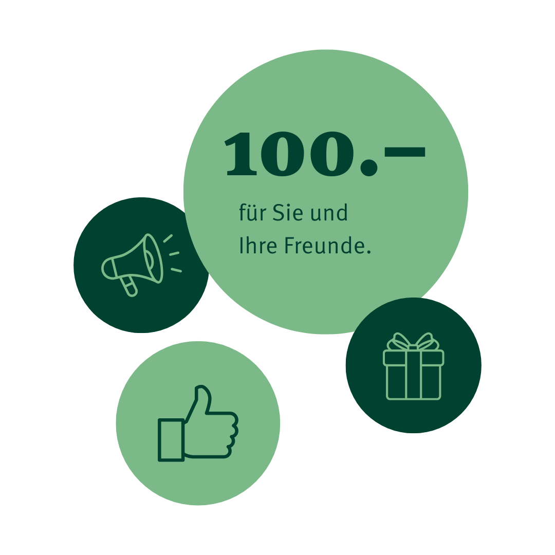 Weiterempfehlen, 100 Franken erhalten.